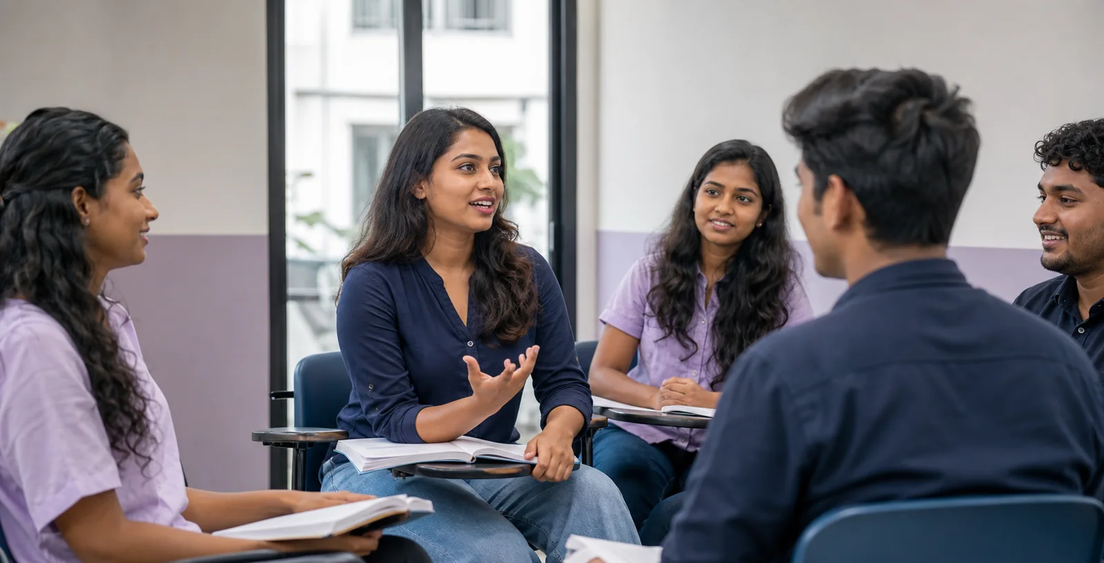 Sri Lankan adult learners taking part in an English communication workshop