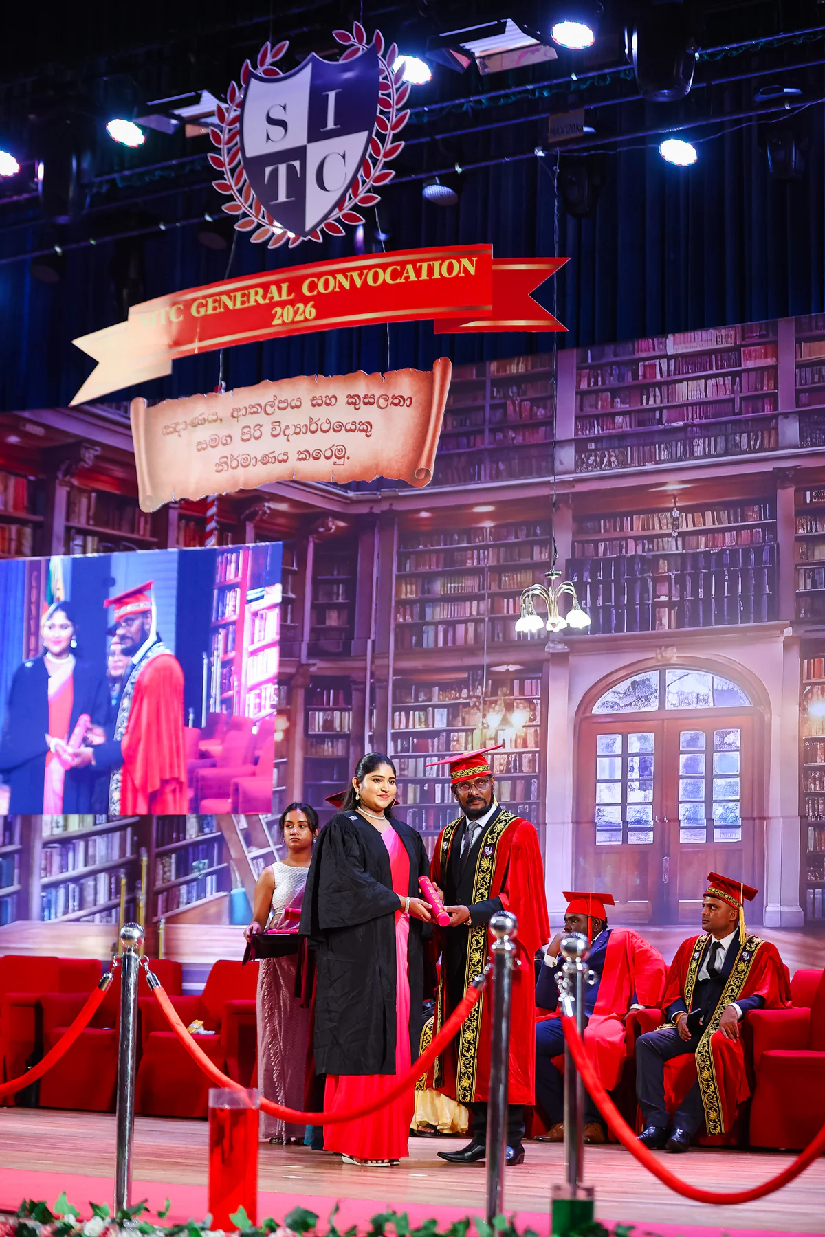 The SITC General Convocation 2026 stage during a graduate presentation