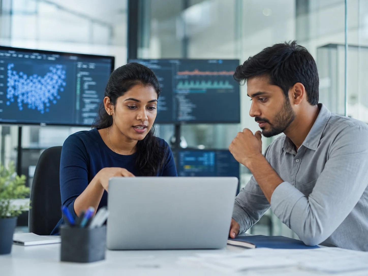 Sri Lankan AI engineers testing a machine learning model together