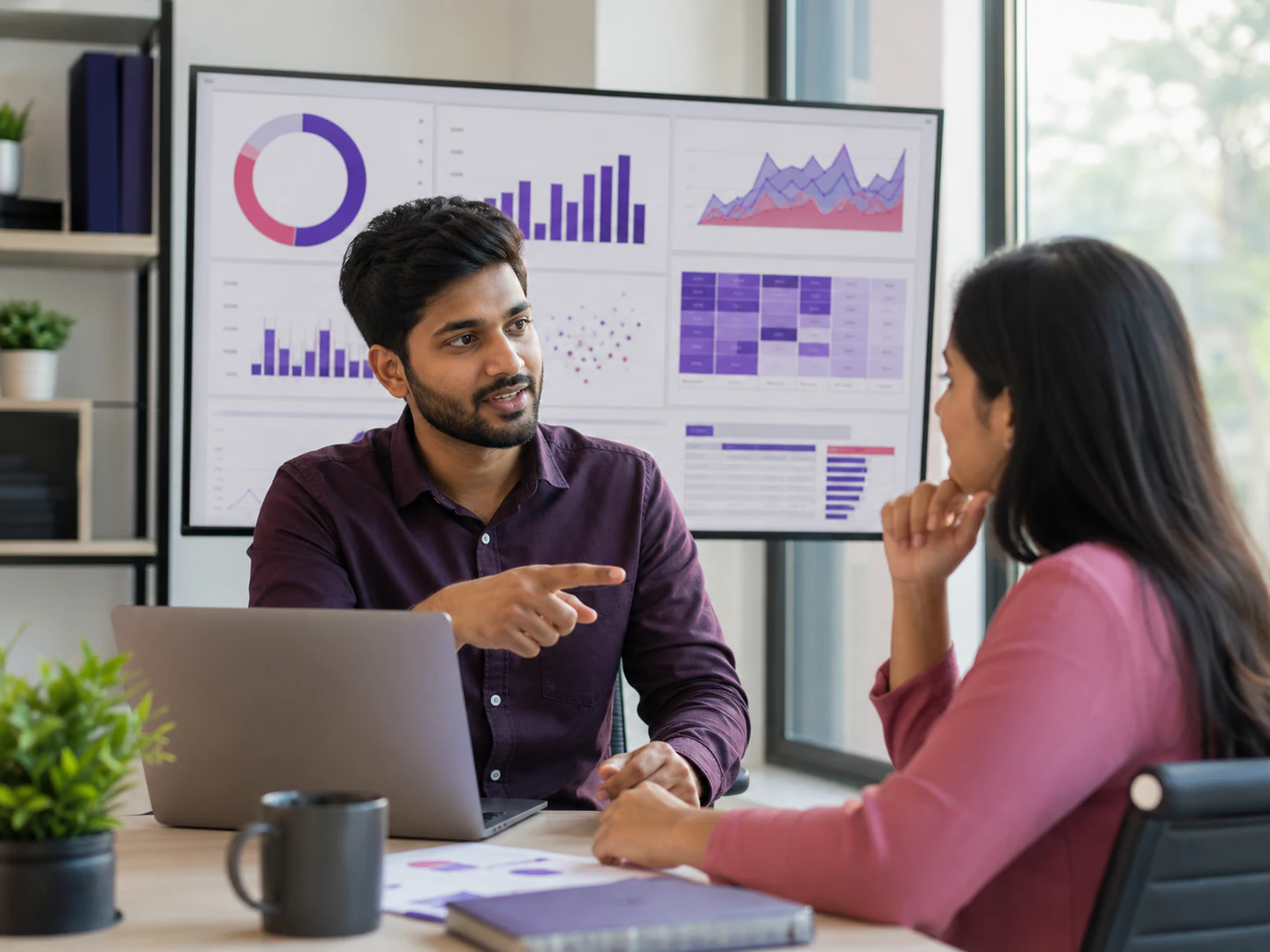 Data analyst reviewing business insights