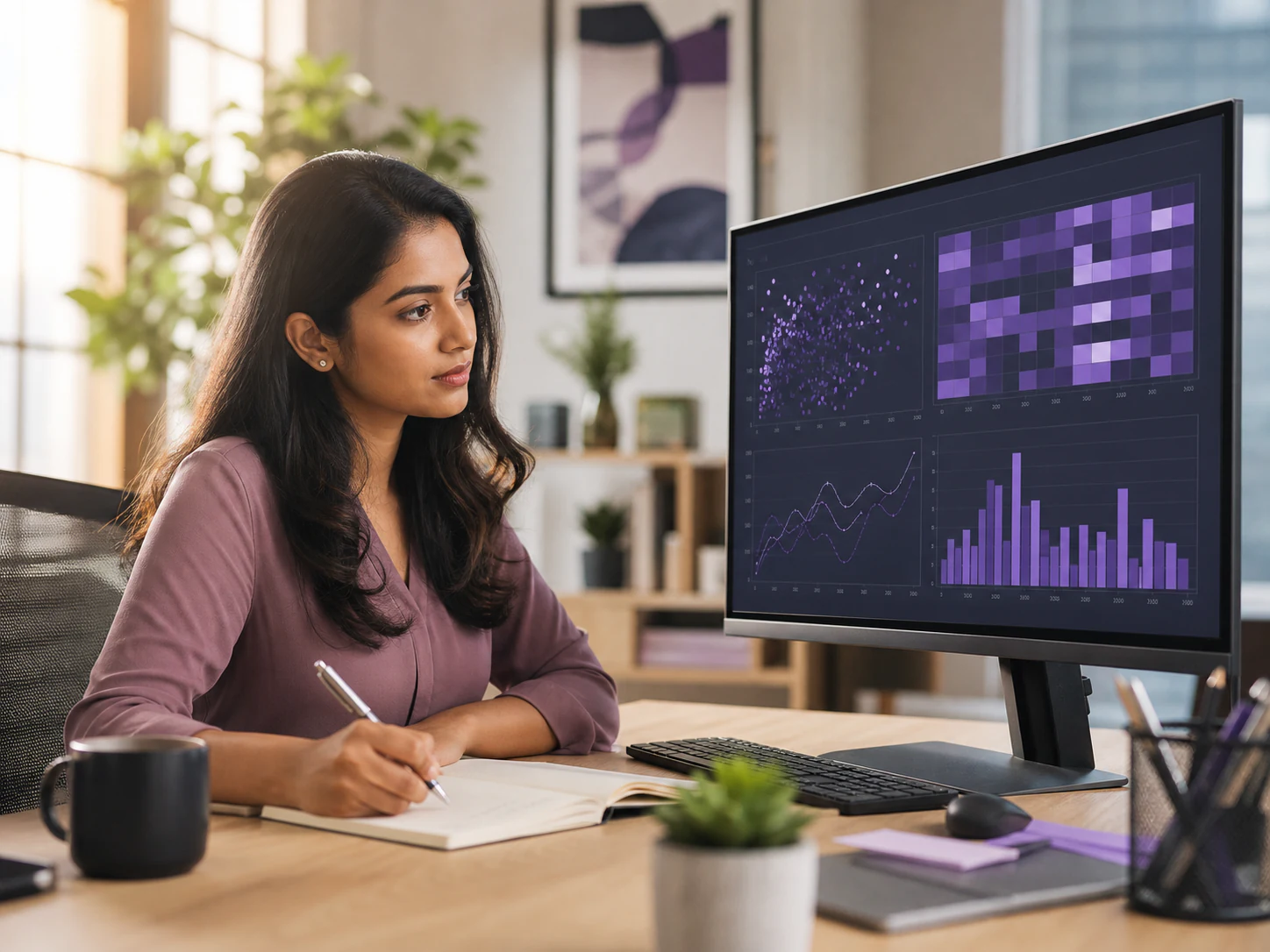 Data scientist analysing a model