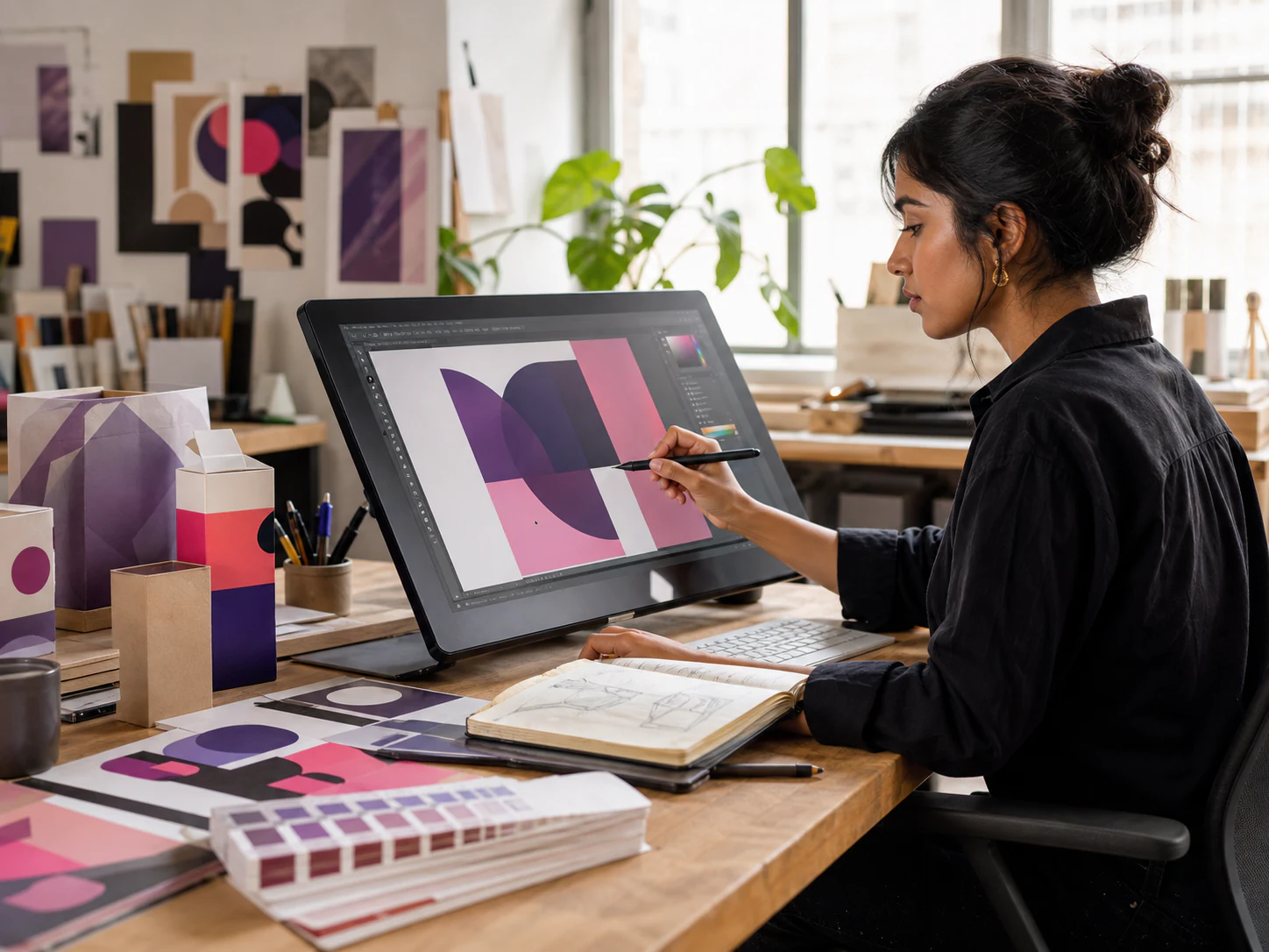 Graphic designer creating visual artwork