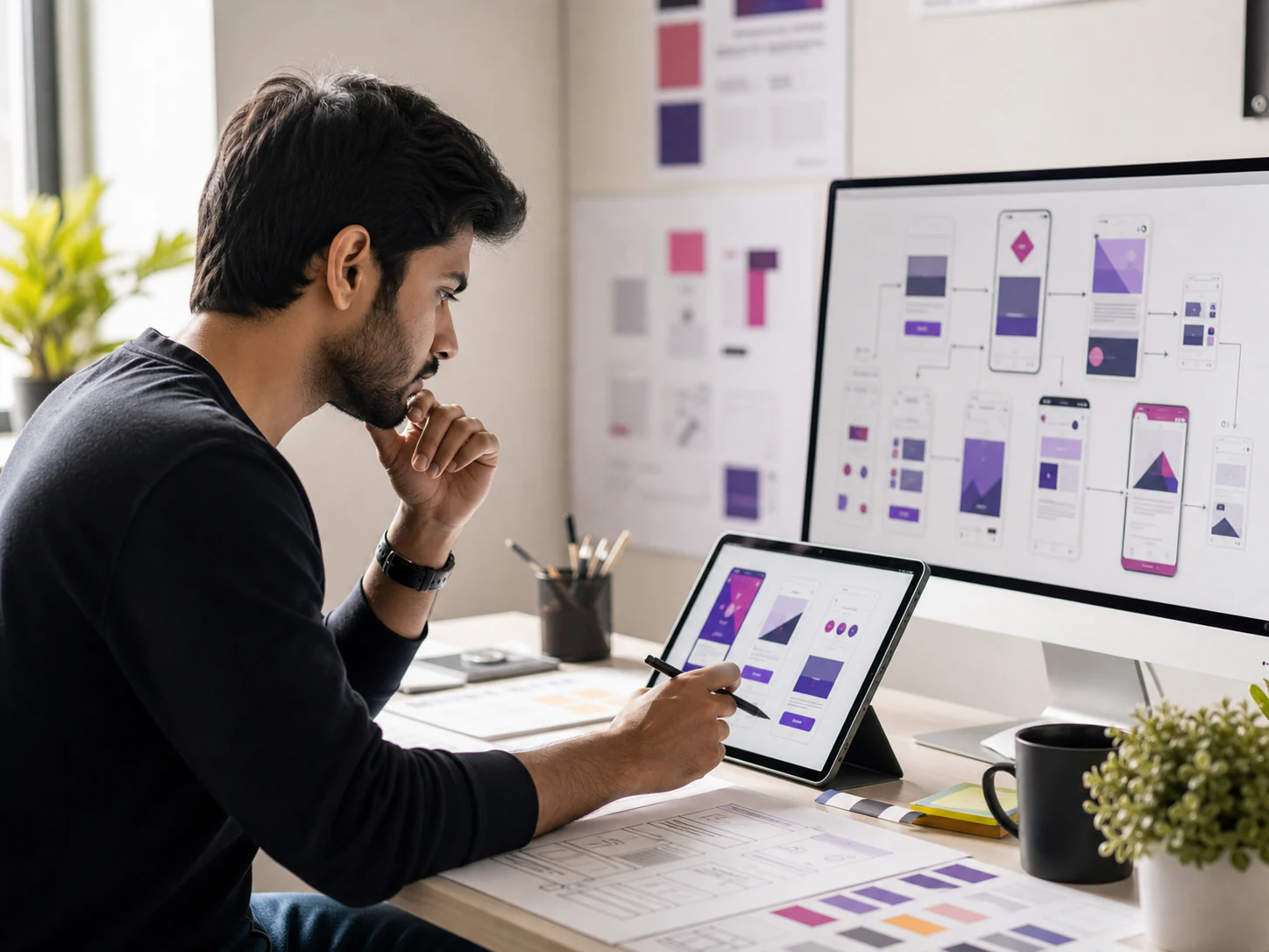UI/UX Designer working in a professional setting