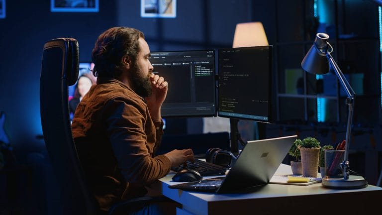 Developer Typing Code Home Office Develop Software Application